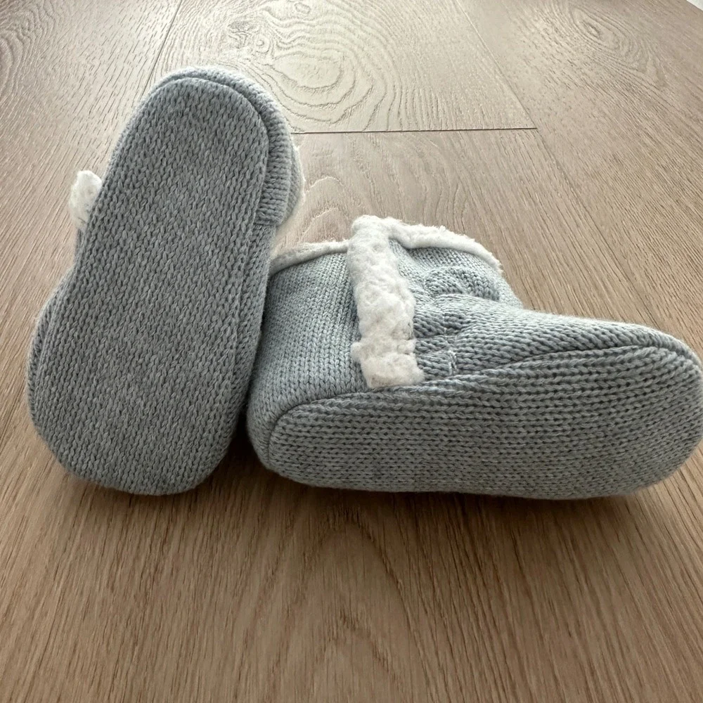 Just One You by Carter's Baby Knitted Bear Booties Gray Sherpa Lined 3-6M